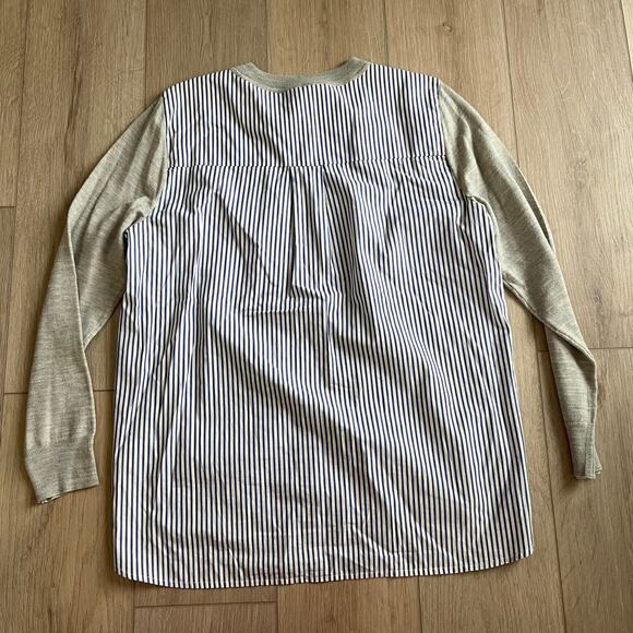 J.Crew Women’s Gray Merino Wool Sweater Blouse Sz L - Picture 2 of 6